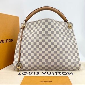 Checkered Designer Handbag - Tan and Cream